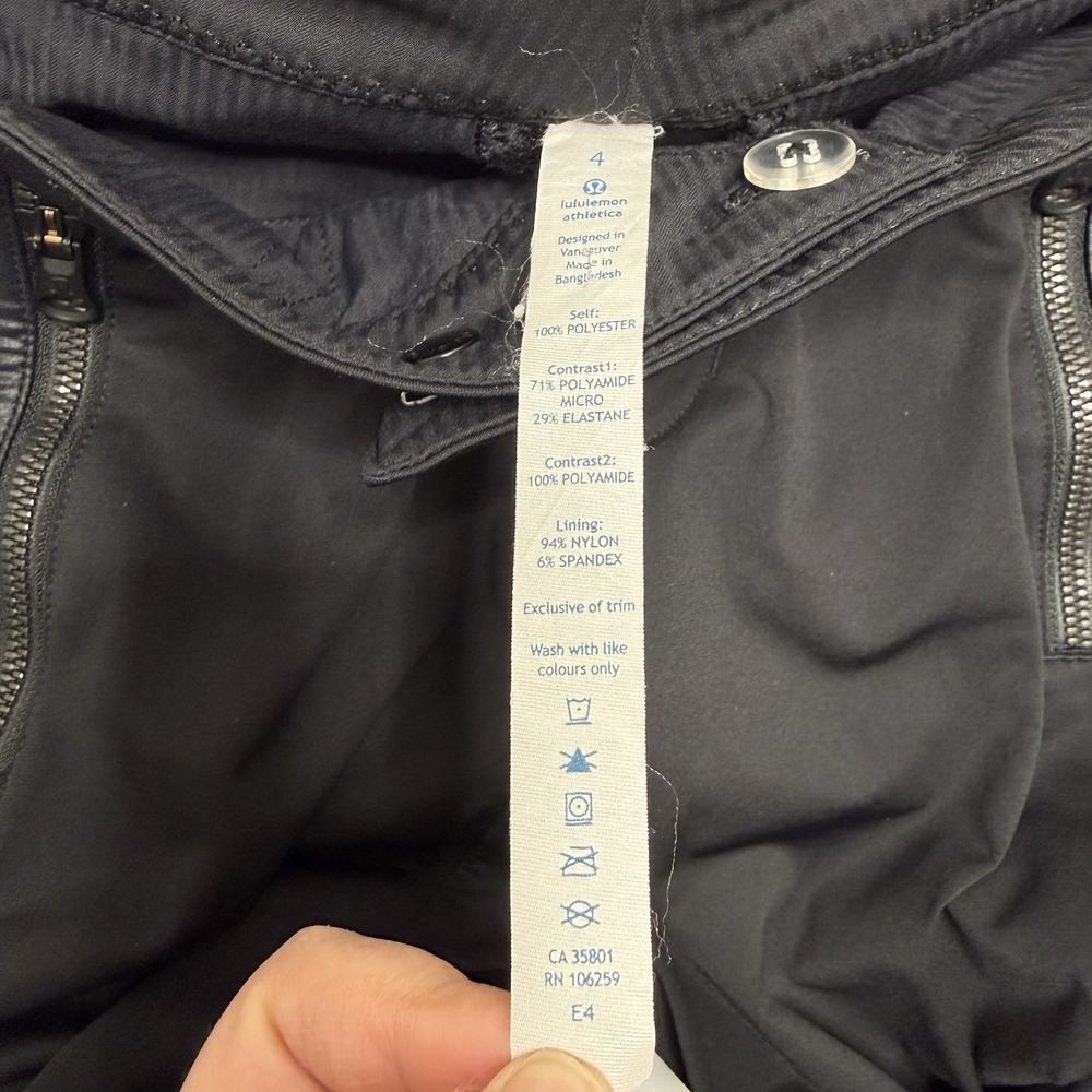 Lululemon Here To There Pants Womens 4 Black Tailored Bike To Office Zip Pockets - Picture 15 of 16